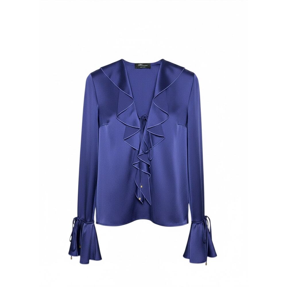 Blumarine Satin Ruffle Blouse Size 38 IT 2 US